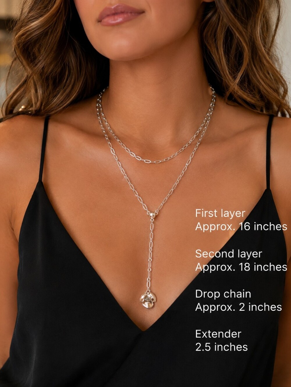 Kelly & Katie‎ Silver Tone Layered Y Flower Necklace